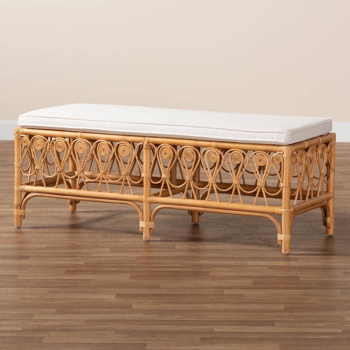 Ibiza Modern bohemian Natural Brown Rattan Bench