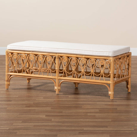 Ibiza Modern bohemian Natural Brown Rattan Bench