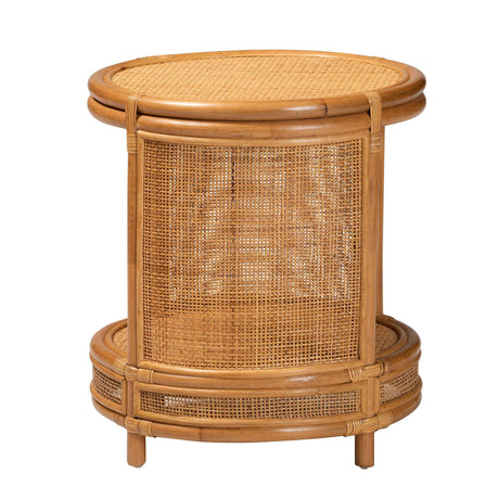Louis Modern Wicker Fair Natural Brown Rattan End Table