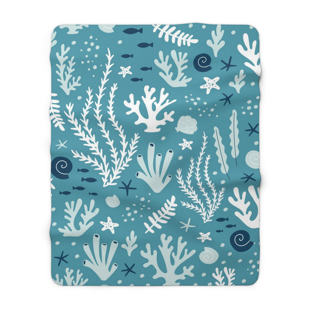 Aqua Coral Sherpa Fleece Blanket