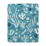 Aqua Coral Sherpa Fleece Blanket