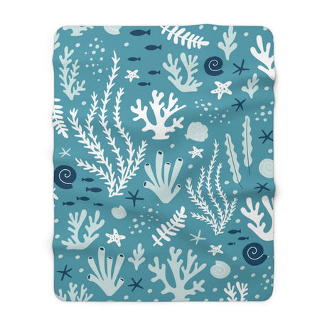 Aqua Coral Sherpa Fleece Blanket
