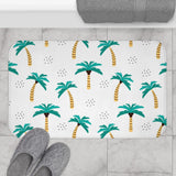 White Palm Tree Bath Mat