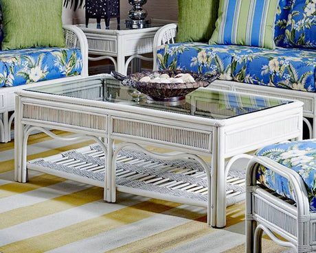 Bermuda Indoor Whitewash Wicker 5 Pc Living Room Set by South Sea Rattan Model 1400
