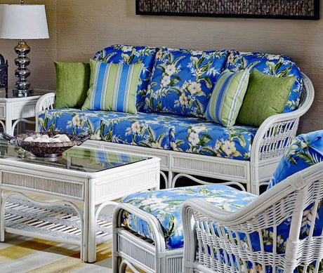 Bermuda Indoor Whitewash Wicker 5 Pc Living Room Set by South Sea Rattan Model 1400