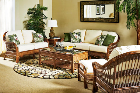 Bermuda Indoor Pecan Arm Chair with Deep Seating Comfort by South Sea Rattan