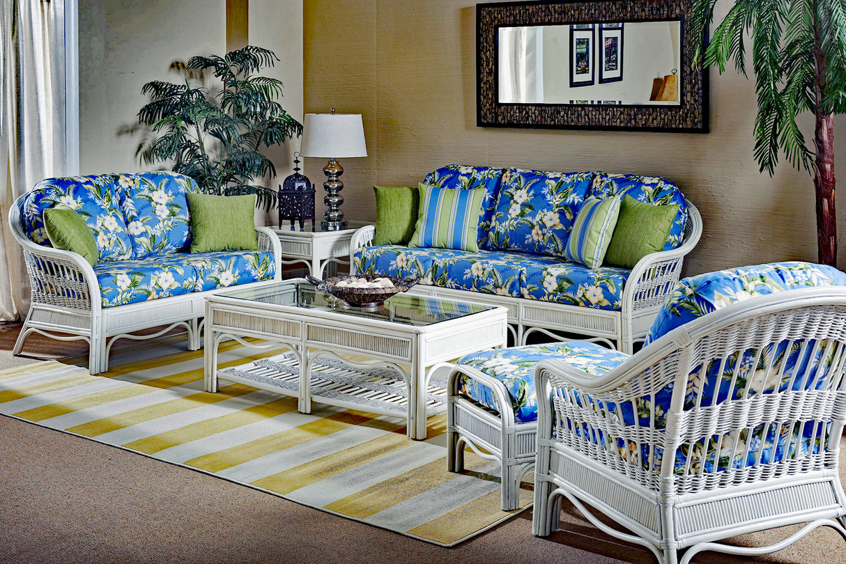 Bermuda Indoor Wicker Whitewash Lounge Chair by South Sea Rattan Model 1401