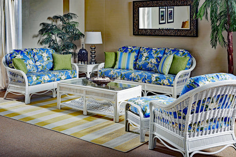 Bermuda Indoor Wicker Whitewash Lounge Chair by South Sea Rattan Model 1401