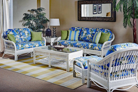 Bermuda Indoor Wicker Whitewash Loveseat by South Sea Rattan Model 1402