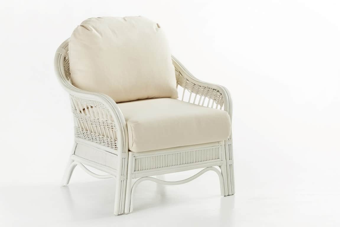 Bermuda Indoor Wicker Whitewash Lounge Chair by South Sea Rattan Model 1401