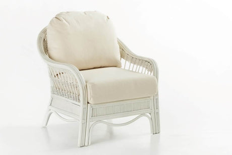 Bermuda Indoor Wicker Whitewash Lounge Chair by South Sea Rattan Model 1401