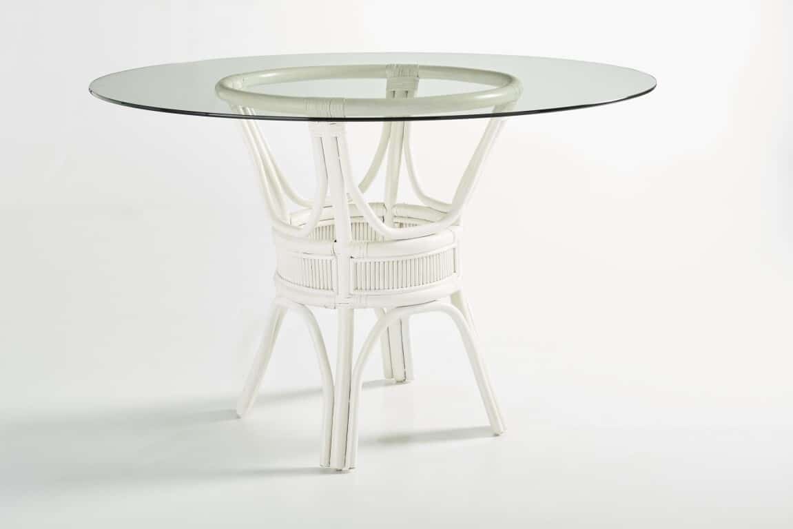 Bermuda Whitewash or Pecan Stain Dining Table with Glass Top Model GL42RD from South Sea Rattan