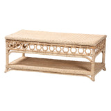 Oxford Braided Natural Rattan Coffee Table with Open Shelf by Wicker Fair