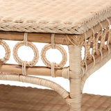Oxford Braided Natural Rattan Coffee Table with Open Shelf by Wicker Fair