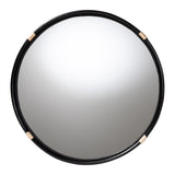 Fenicia Round Rattan Wall Mirror with Black Frame - Decorative Framed Mirror by Wicker Fair