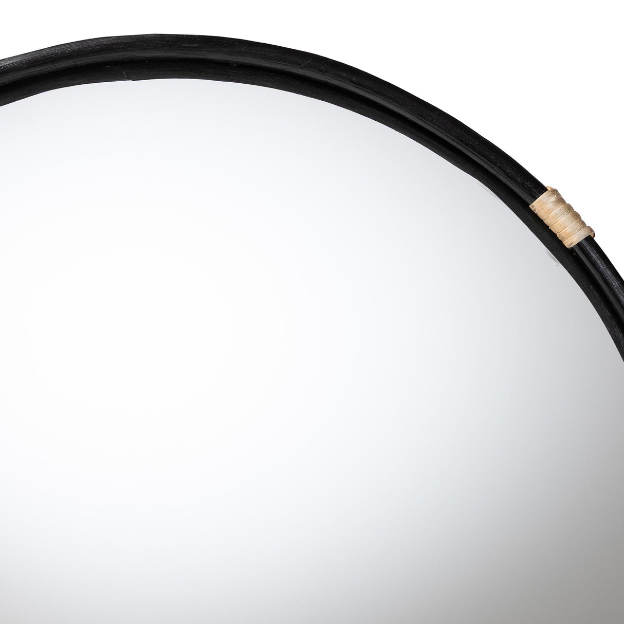 Fenicia Round Rattan Wall Mirror with Black Frame - Decorative Framed Mirror by Wicker Fair