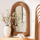 Brisia Arched Rattan Wall Mirror - Handwoven Wicker Framed Mirror by Wicker Fair