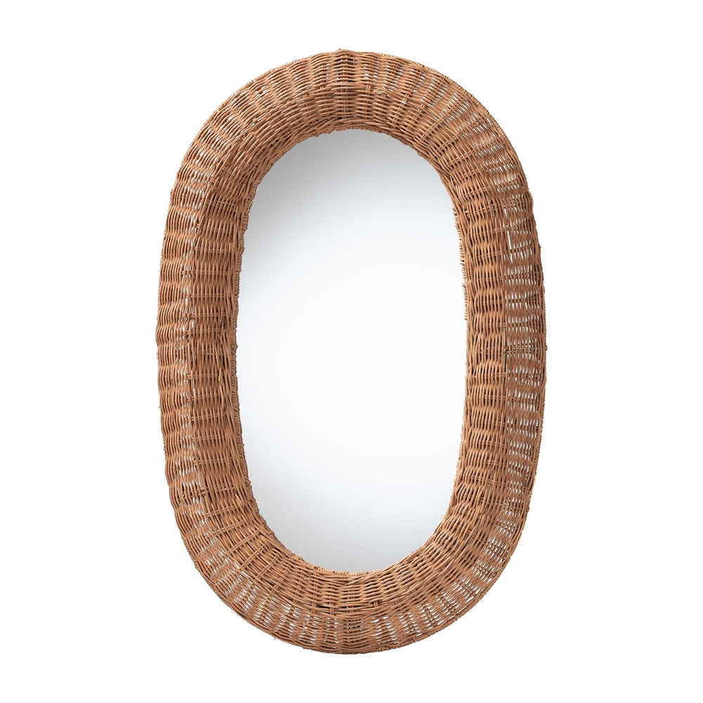Brisia Oval Rattan Wall Mirror - Handwoven Wicker Framed Mirror by Wicker Fair