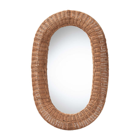 Brisia Oval Rattan Wall Mirror - Handwoven Wicker Framed Mirror by Wicker Fair