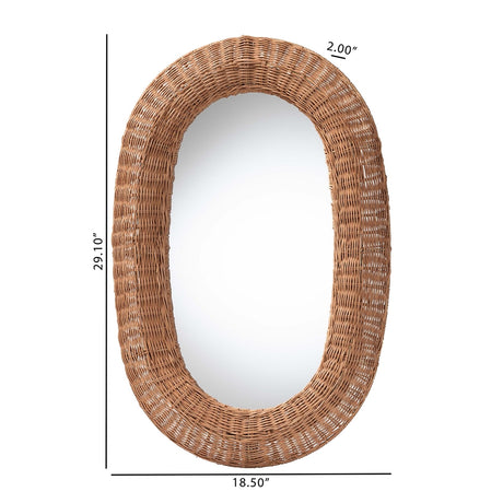 Brisia Oval Rattan Wall Mirror - Handwoven Wicker Framed Mirror by Wicker Fair
