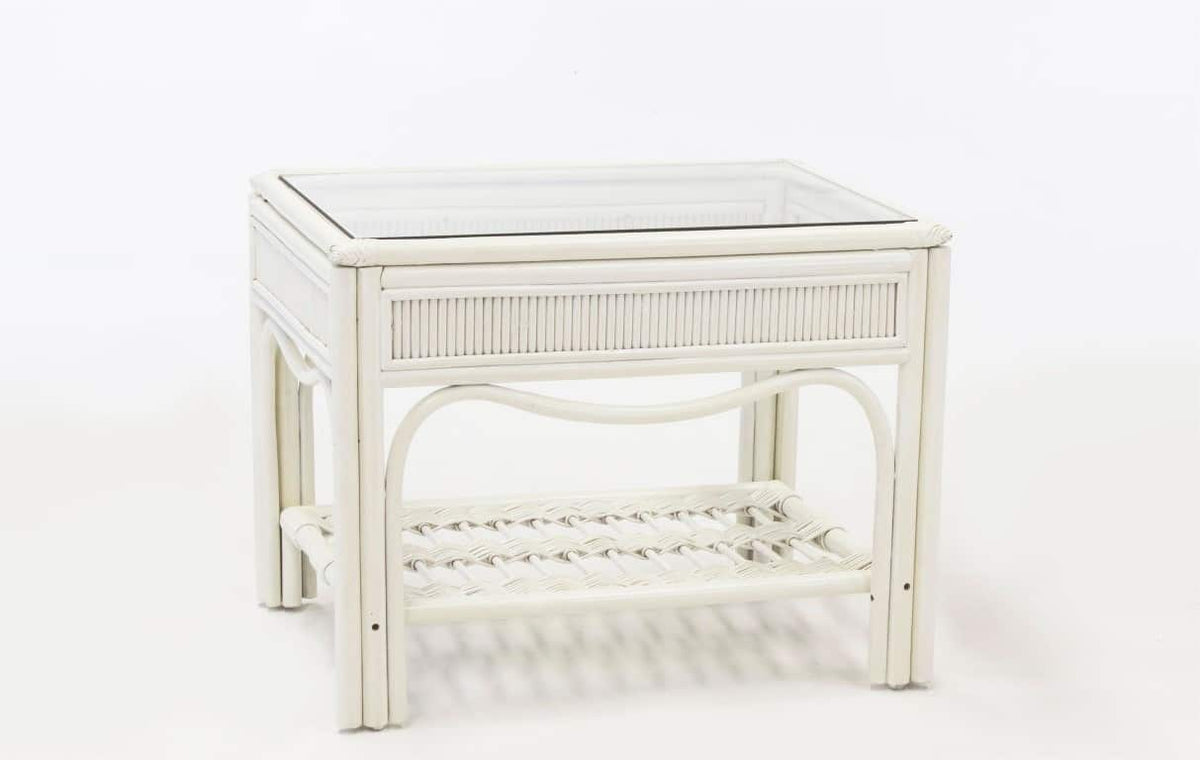 Whitewashed Rattan Table Bermuda Whitewash End Table – Elegant Rattan Design – AmericanRattan