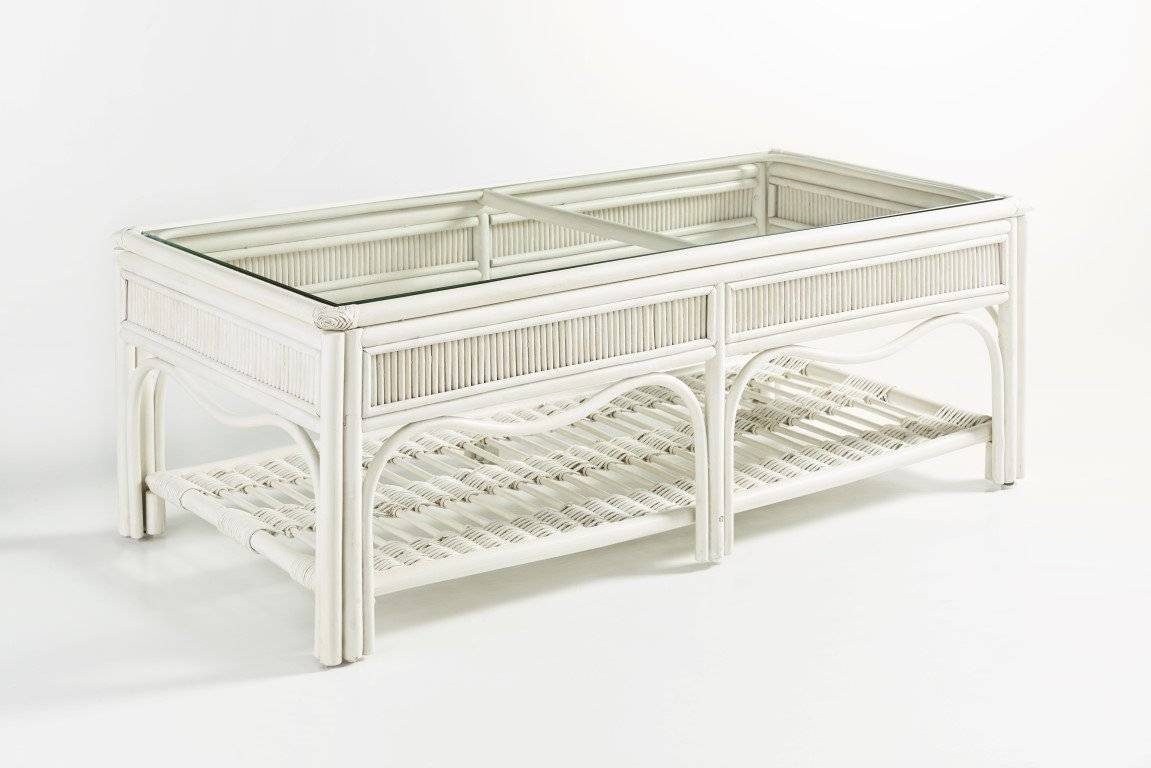 Bermuda Indoor Wicker Whitewash Stain Coffee Table by South Sea Rattan Model 1444