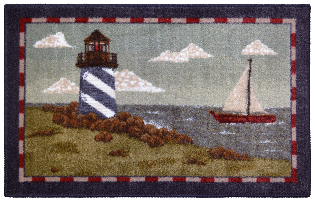 Rocky Shore Lighthouse Accent Rug