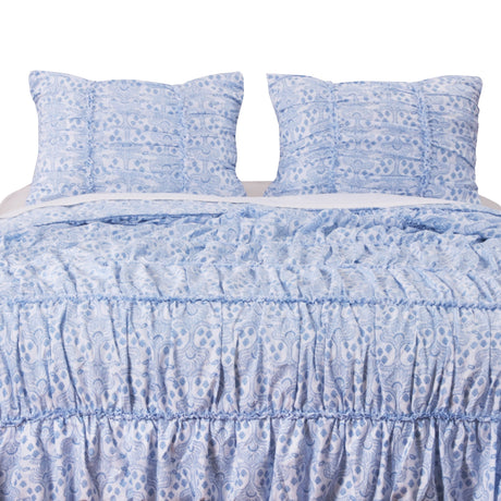 Blue Wave Ruffle Quilt Set