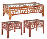New Kauai Rattan 3 Pc Living Room Table Set with 1 Coffee Table and 2 End Tables