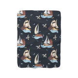 Black Sailboat Sherpa Fleece Blanket