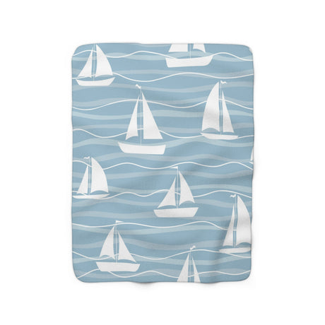Sailboat Sherpa Fleece Blanket