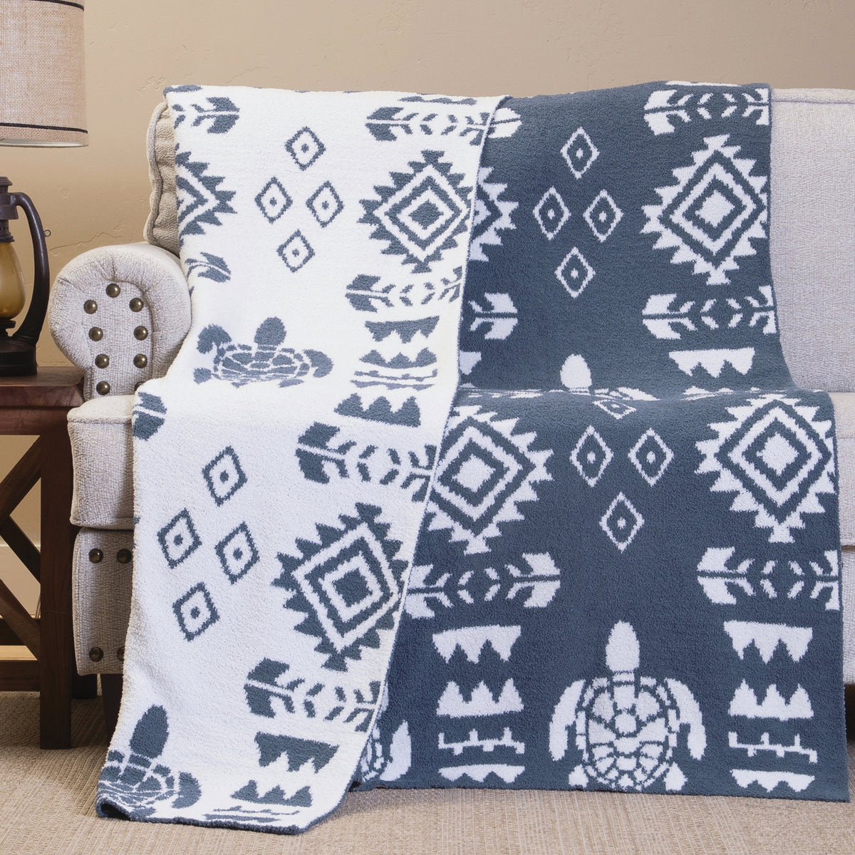 Harbor Blue Stretchy Throw – AmericanRattan