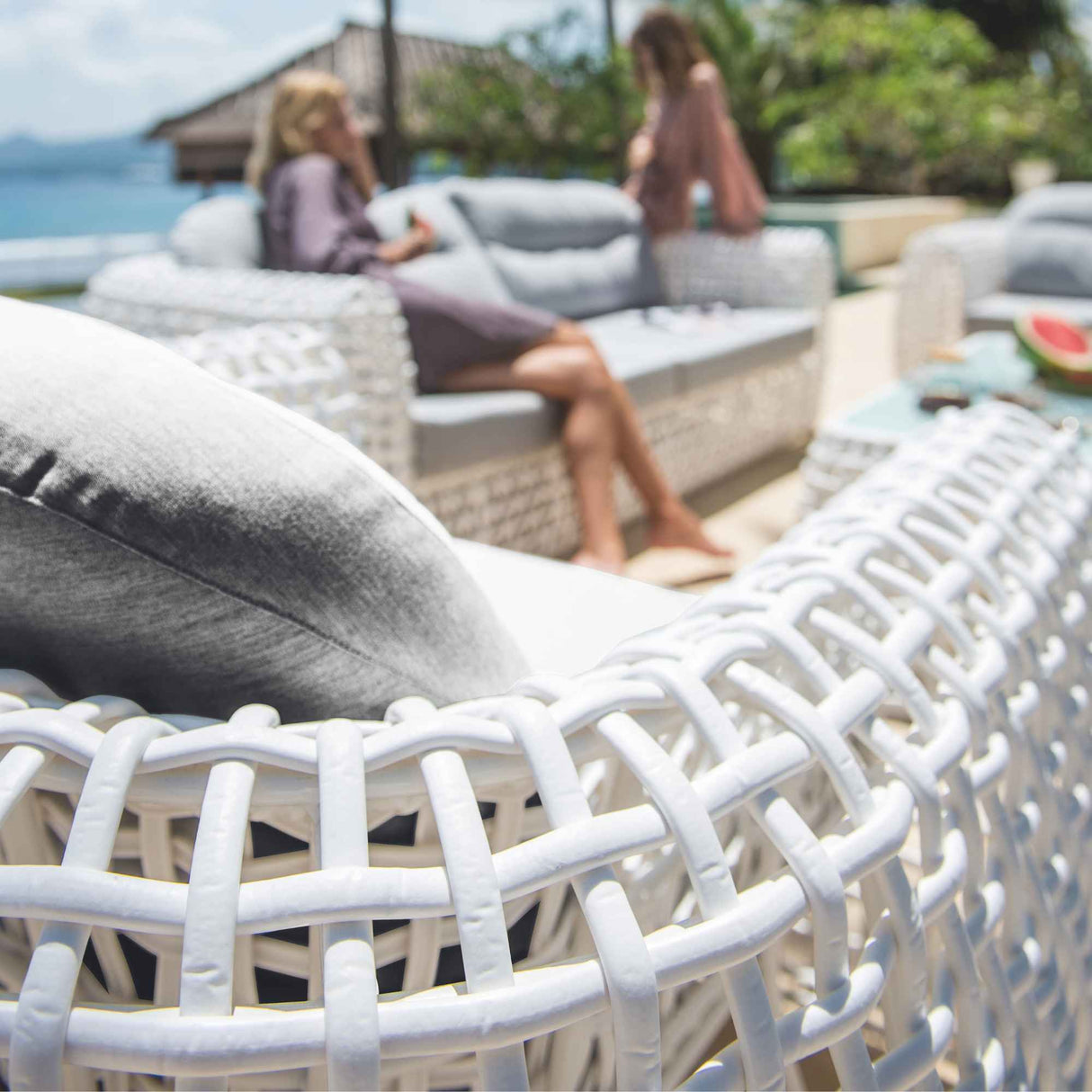 Dynasty Outdoor Armchair with Sunbrella Cushion Model 22381-WMNP-CUSH by Skyline Design