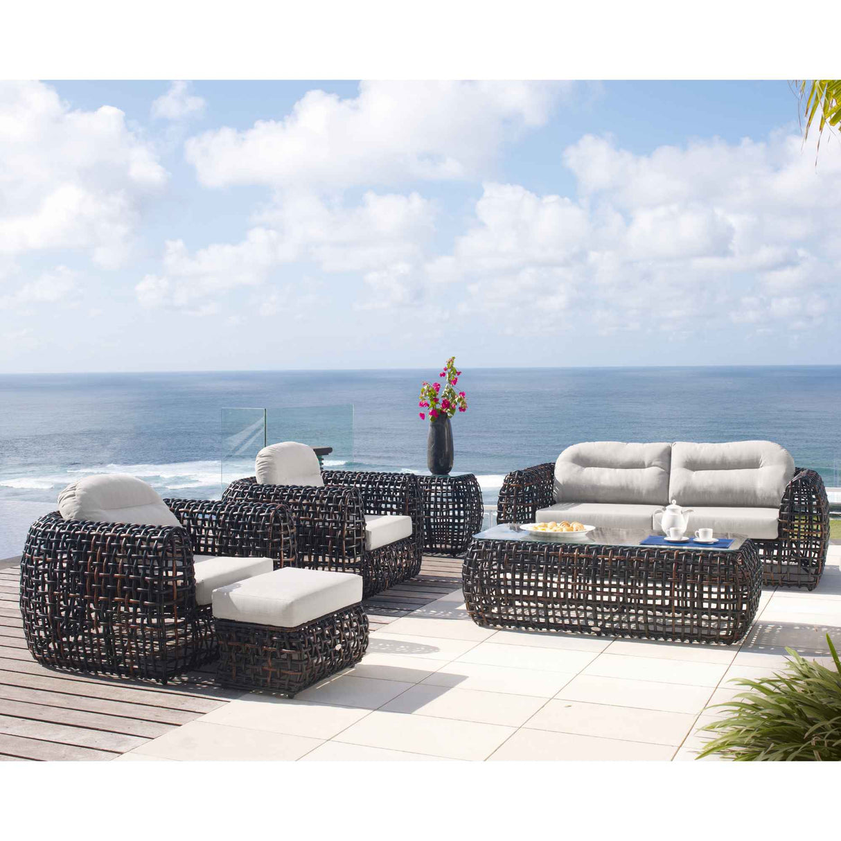 Dynasty Outdoor 5-Piece Seating Set with Sunbrella Cushion Model 22383-BMNP-5PC-CUSH by Skyline Design