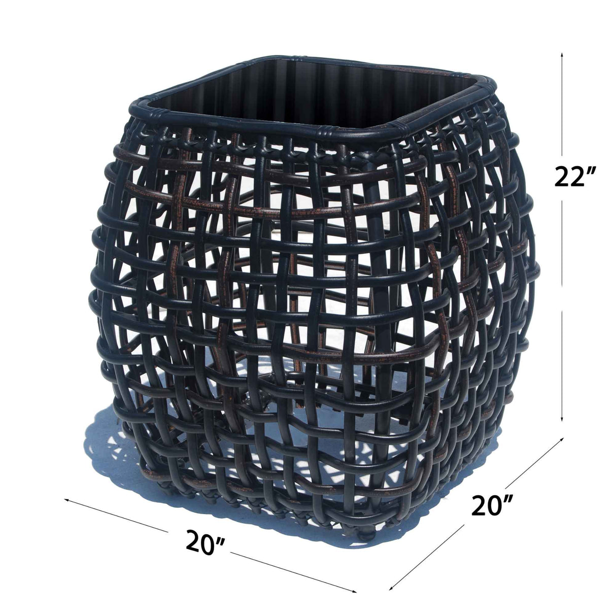 Dynasty Outdoor Side Table with Glass Model 22385-BMNP-GL by Skyline Design