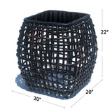 Dynasty Outdoor Side Table with Glass Model 22385-BMNP-GL by Skyline Design