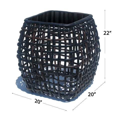 Dynasty Outdoor Side Table with Glass Model 22385-BMNP-GL by Skyline Design