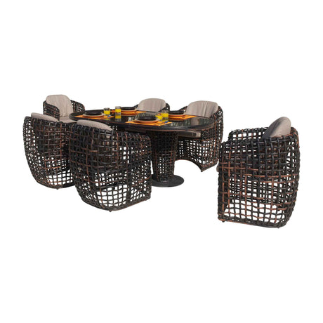 Dynasty Outdoor 7-Piece Dining Set with Sunbrella Cushion Model 22460-BMNP-7PC-CUSH by Skyline Design