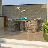 Dynasty Outdoor 7-Piece Dining Set with Sunbrella Cushion Model 22460-KMNP-7PC-CUSH by Skyline Design