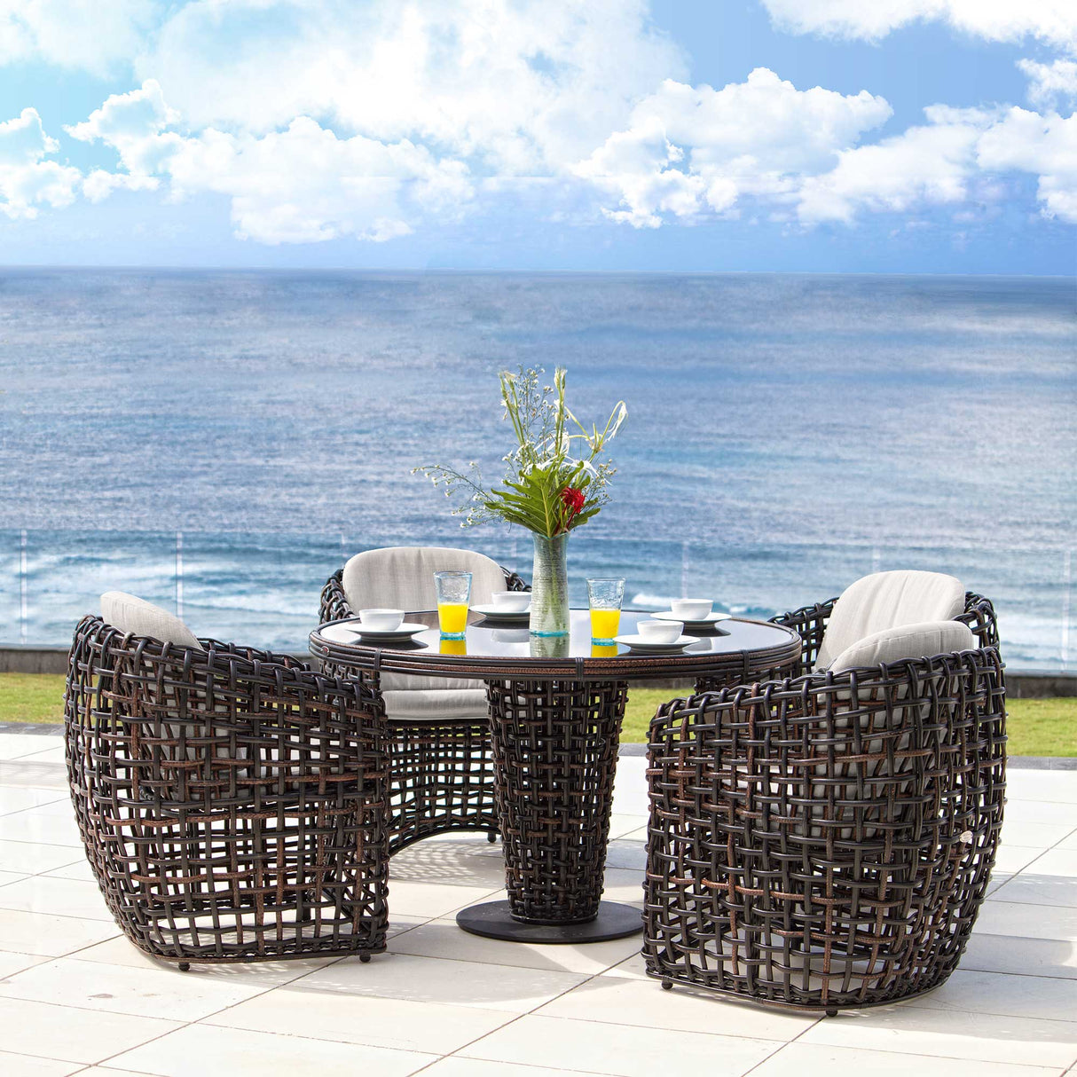 Dynasty Outdoor 5-Piece Dining Set with Sunbrella Cushion Model 22461-BMNP-5PC-CUSH by Skyline Design