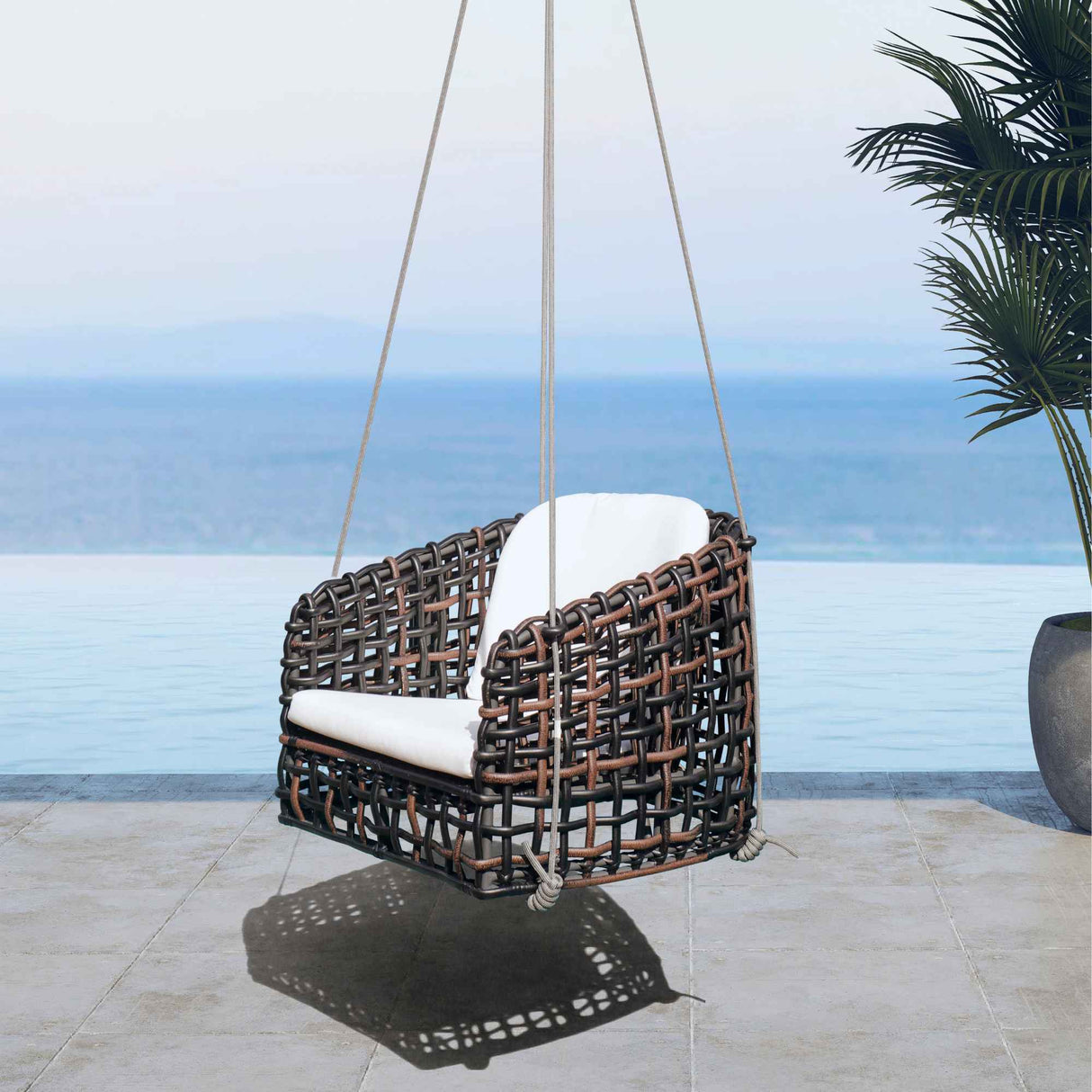 Dynasty Outdoor Hanging Dining Armchair with Sunbrella Cushion Model 22462-HC-BMNP-CUSH by Skyline Design