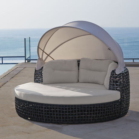 Dynasty Outdoor Daybed with Canopy and Sunbrella Cushions Model 22467-BMNP-CUSH by Skyline Design