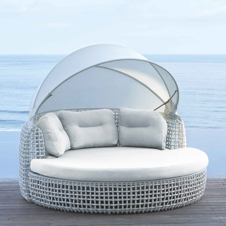 Dynasty Outdoor Daybed with Canopy and Sunbrella Cushions Model 22467-WMNP-CUSH by Skyline Design