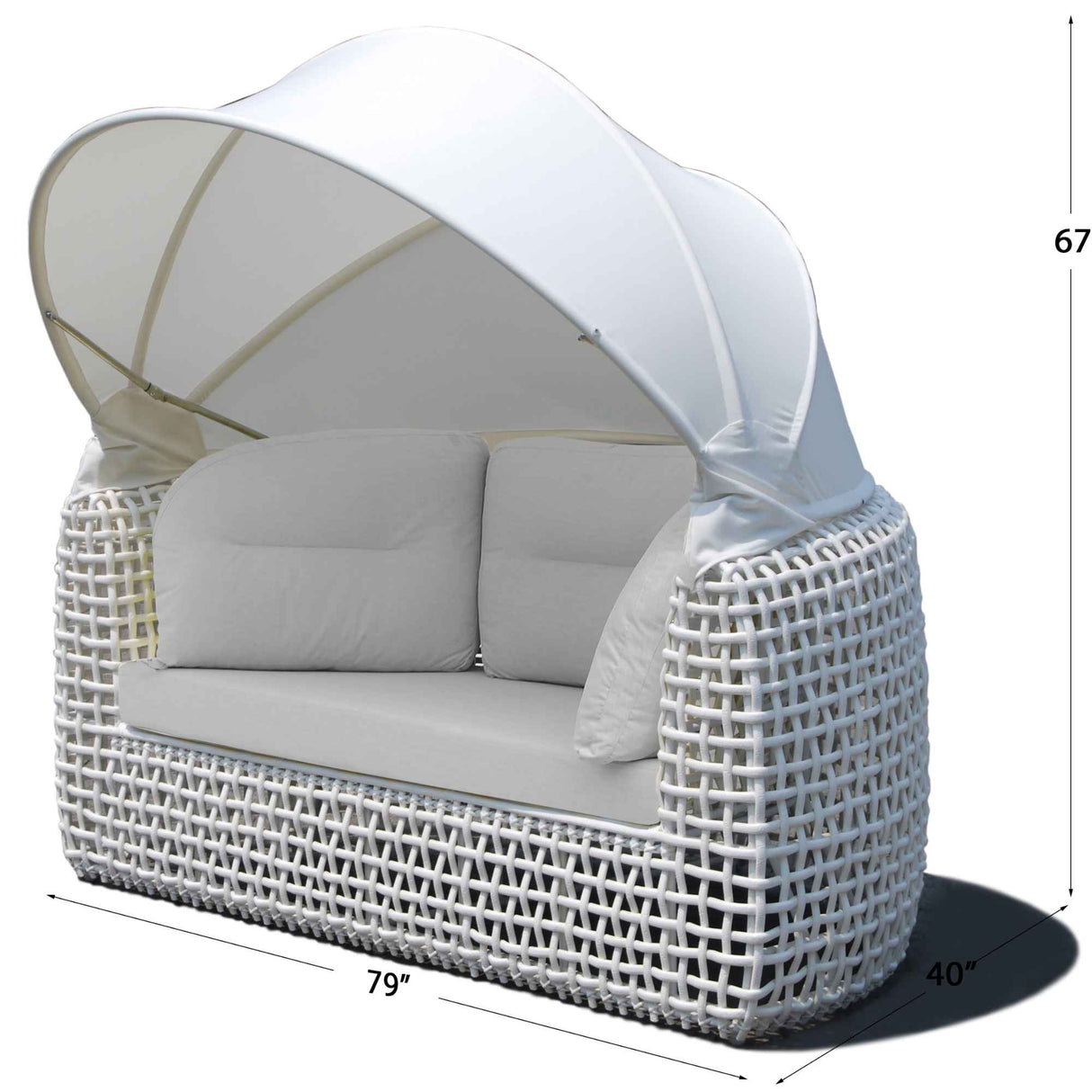 Dynasty Outdoor Daybed with Canopy and Sunbrella Cushions Model 22467-WMNP-CUSH by Skyline Design