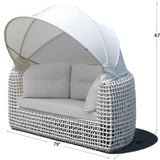 Dynasty Outdoor Daybed with Canopy and Sunbrella Cushions Model 22467-WMNP-CUSH by Skyline Design