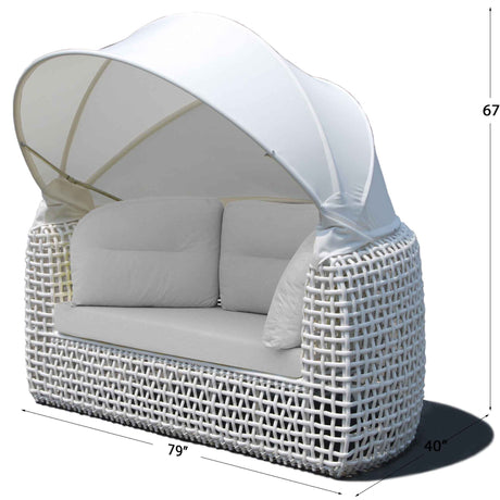Dynasty Outdoor Daybed with Canopy and Sunbrella Cushions Model 22467-WMNP-CUSH by Skyline Design