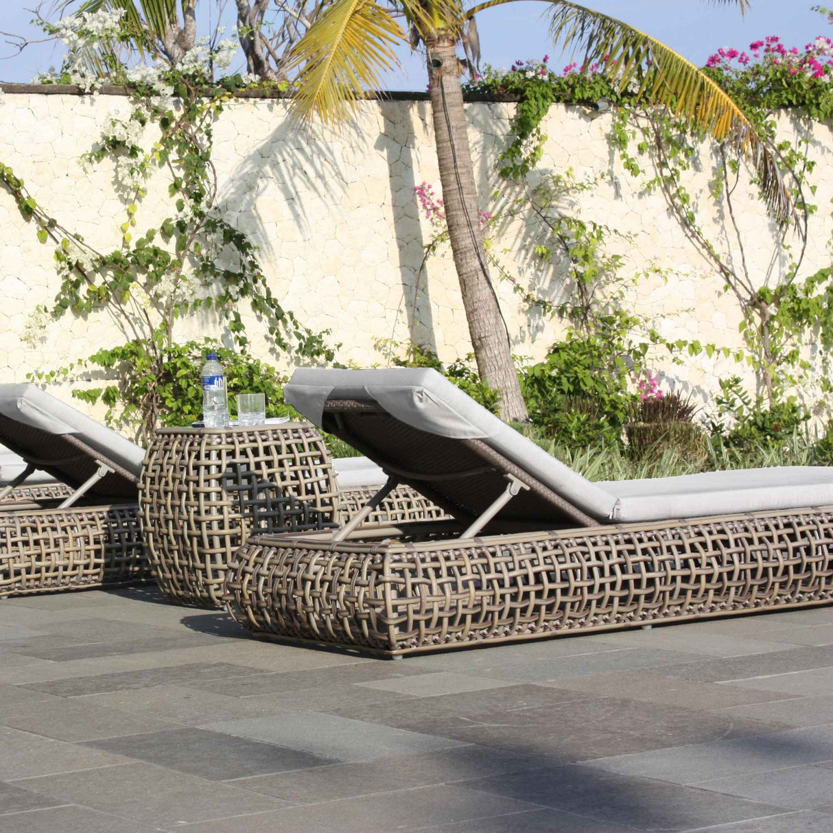 Dynasty Outdoor Chaise Lounger with Sunbrella Cushion Model 22850-KMNP-CUSH by Skyline Design