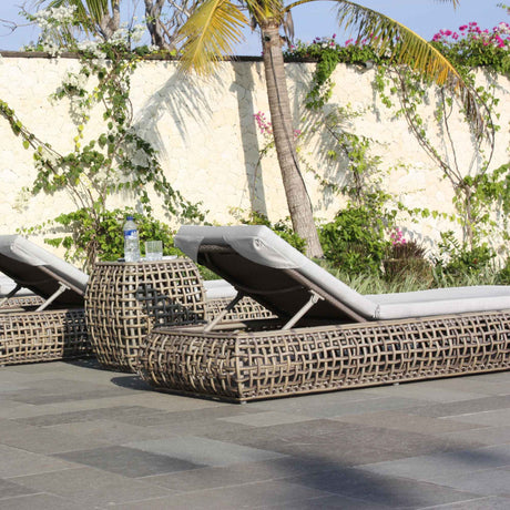 Dynasty Outdoor Chaise Lounger with Sunbrella Cushion Model 22850-KMNP-CUSH by Skyline Design