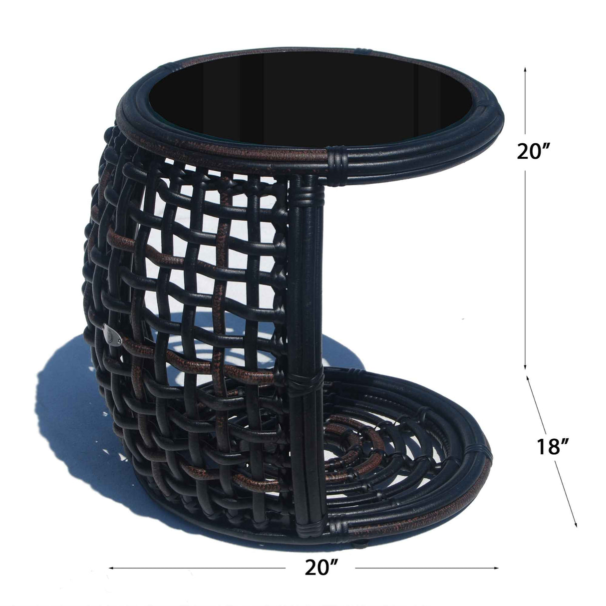 Dynasty Outdoor Auxiliary Table with Glass Model 22851-BMNP-GL by Skyline Design