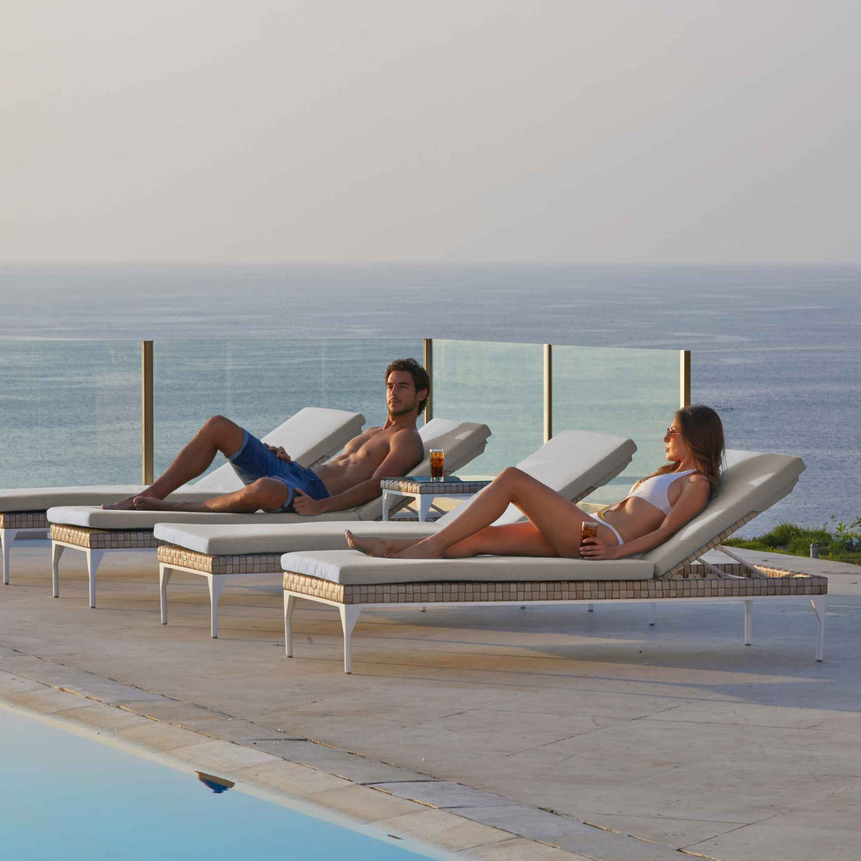 Brafta Outdoor Chaise Lounger with Sunbrella Cushion Model 22930-SSFF-CUSH by Skyline Design